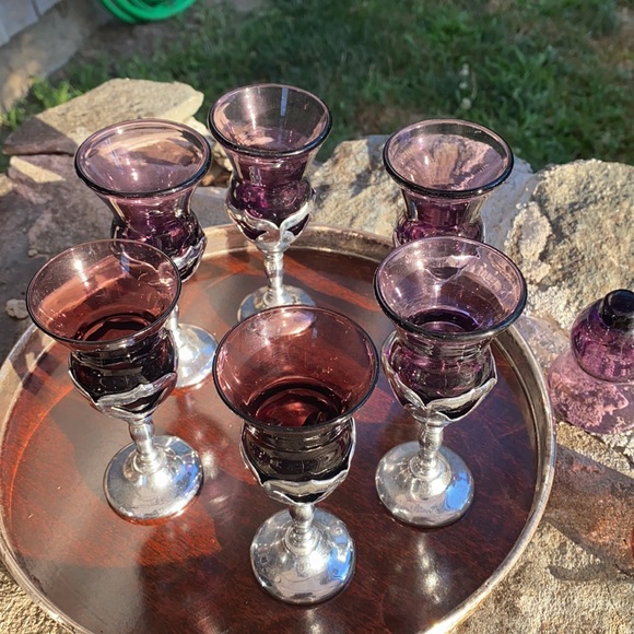 Fabar Bros Mid Century Amhurst decanter matching glasses two replacement classes - Picture 4 of 14